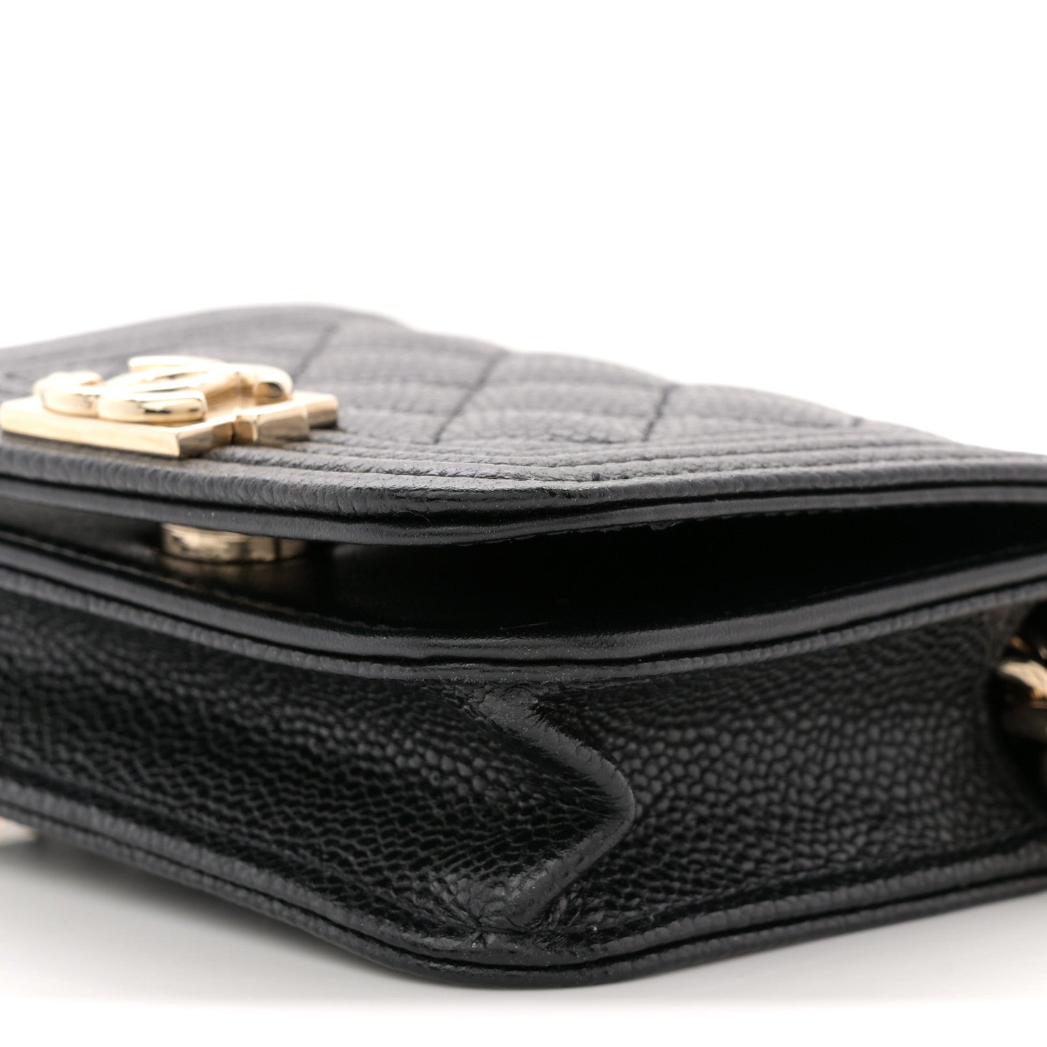 Caviar Quilted Boy Flap Waist Belt Bag Black