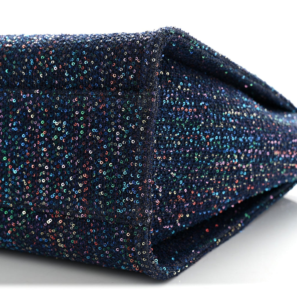 Calfskin Sequin Medium Deauville Tote Blue Multicolor