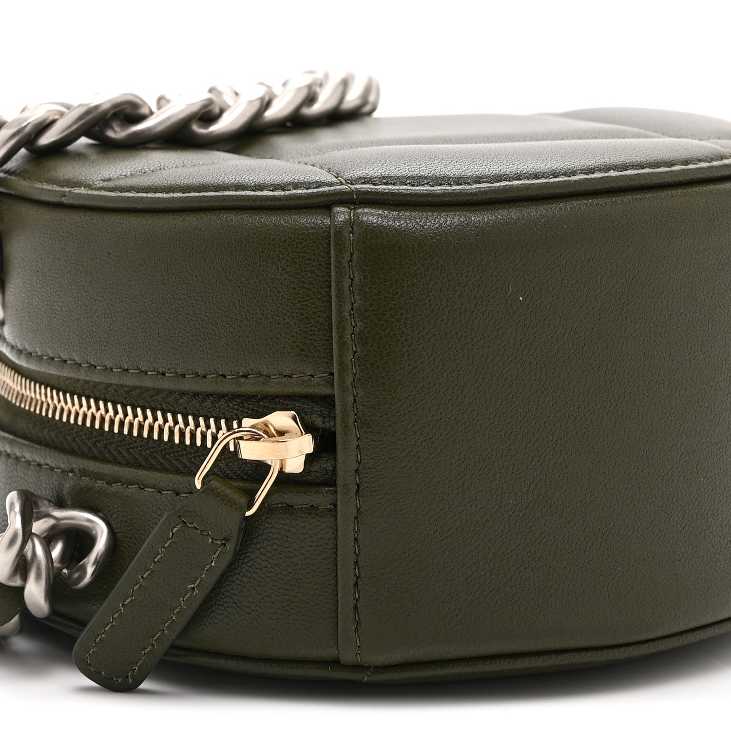 Lambskin Quilted Chanel 19 Round Clutch With Chain Green