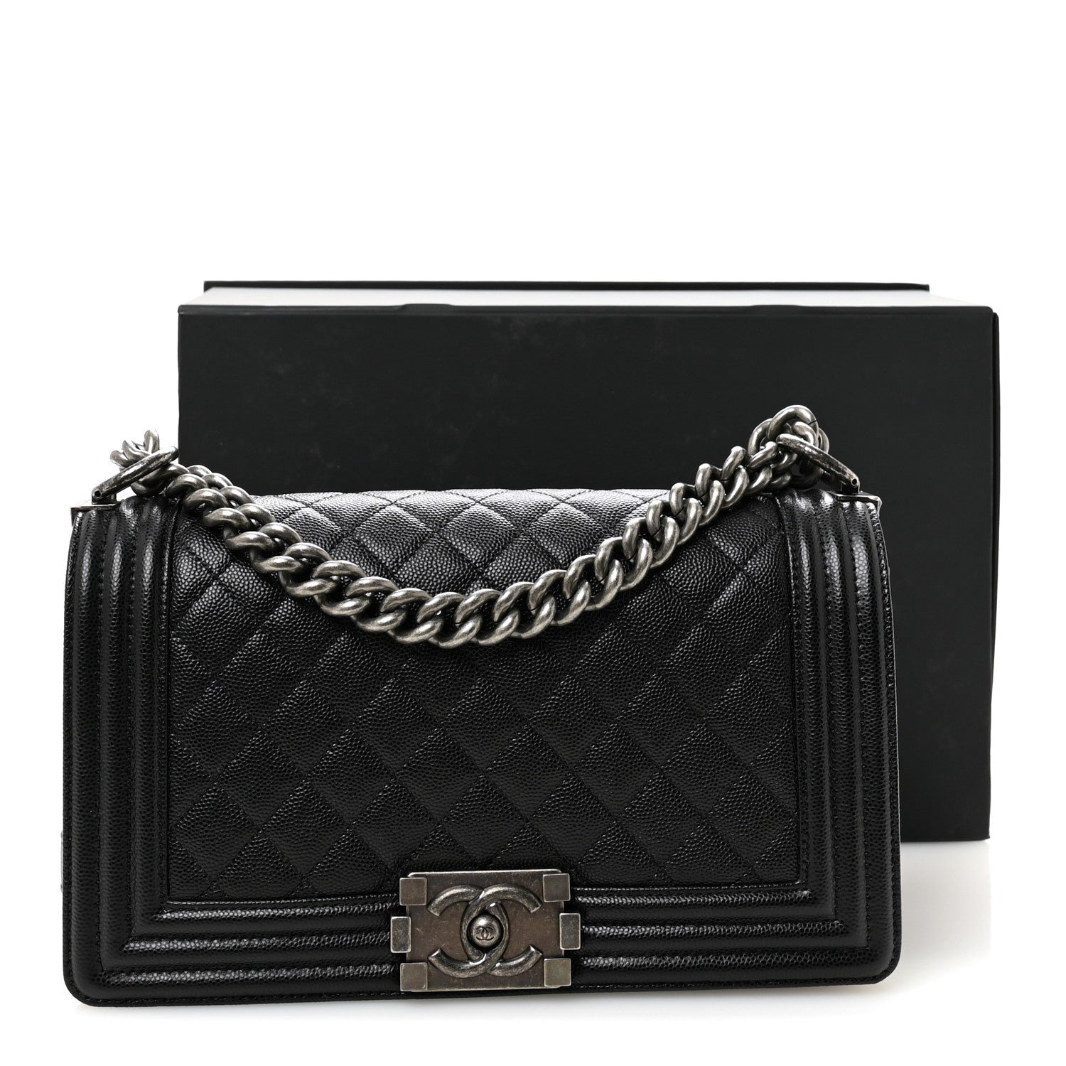 Caviar Quilted Medium Boy Flap Black