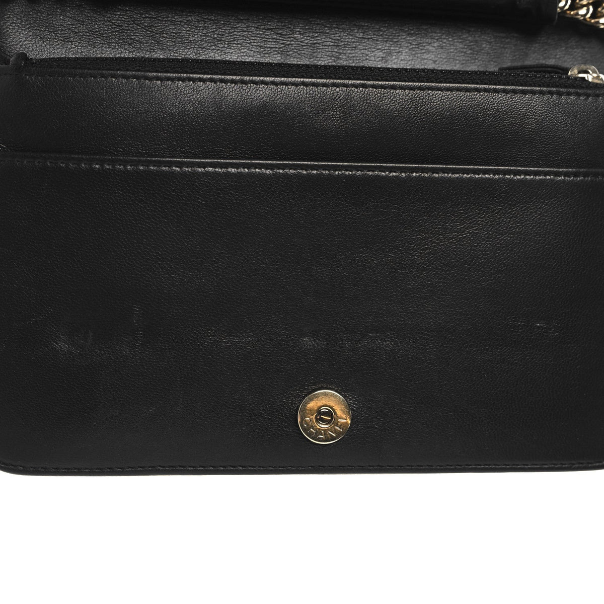 LAmbskin Chevron Boy Wallet On Chain WOC Black
