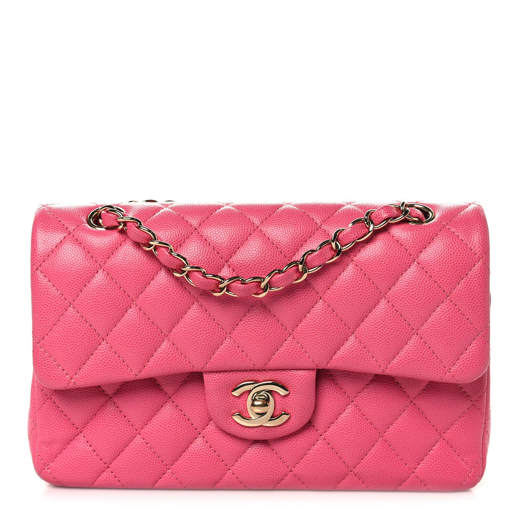 Caviar Quilted Small Double Flap Pink