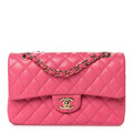 Caviar Quilted Small Double Flap Pink