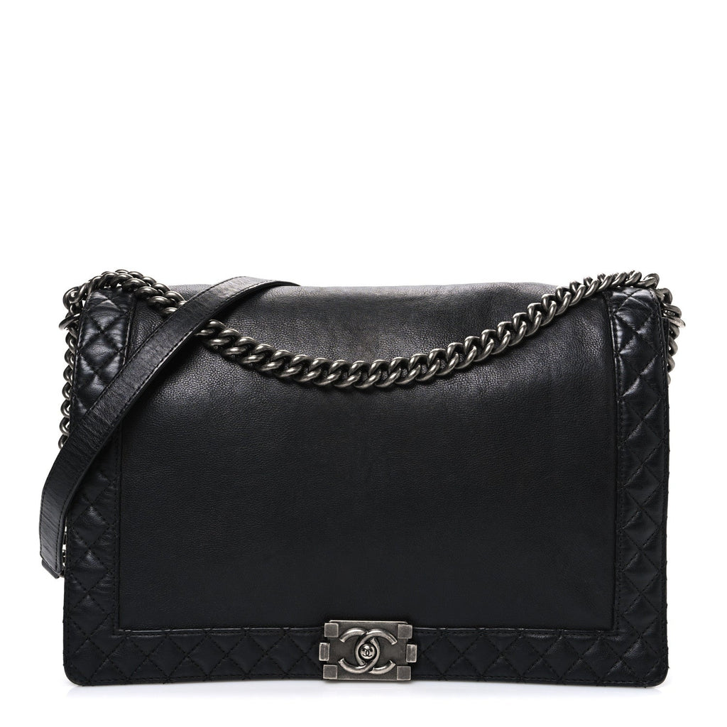 Calfskin Large Boy Reverso Flap Black
