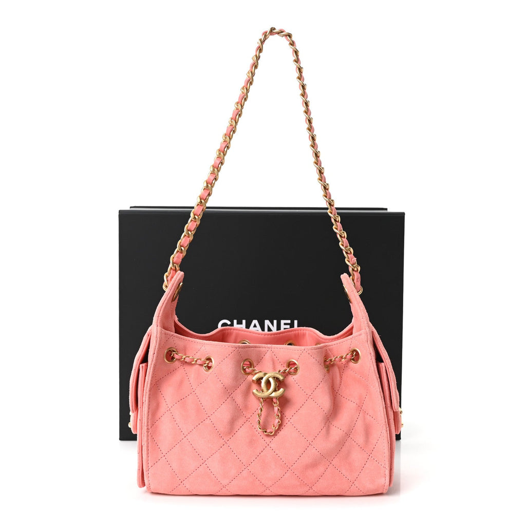Suede Quilted Mini Chanel 25 Handbag Pink
