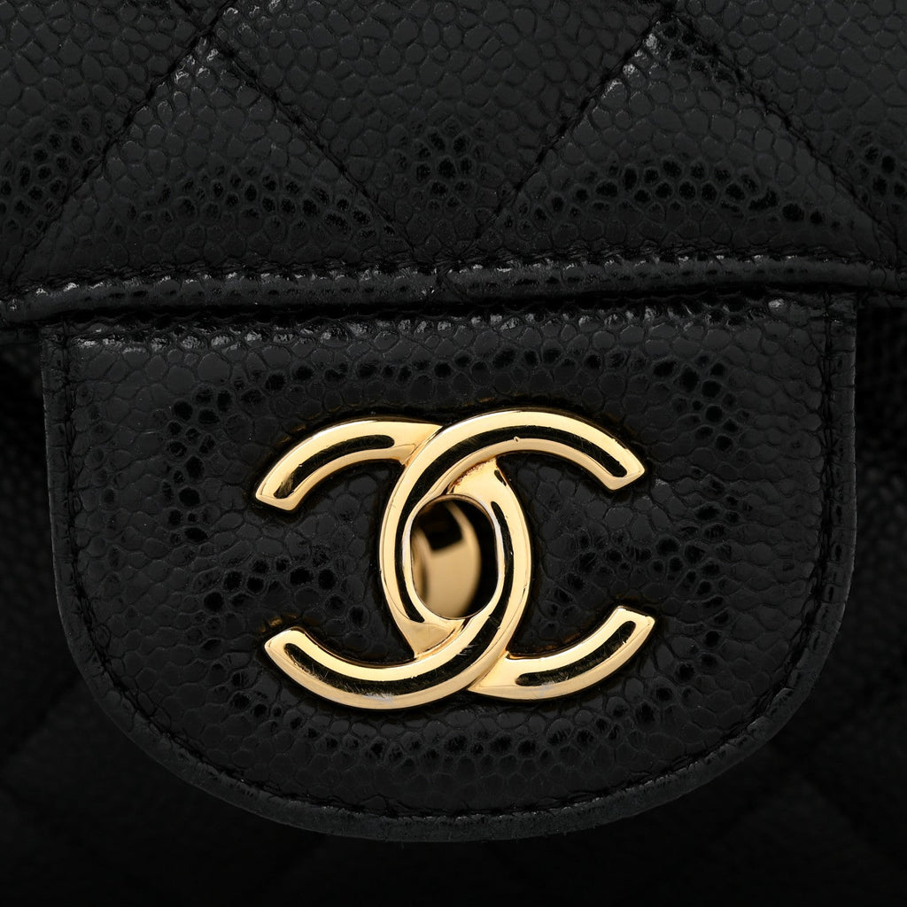 Caviar Quilted Jumbo Double Flap Black