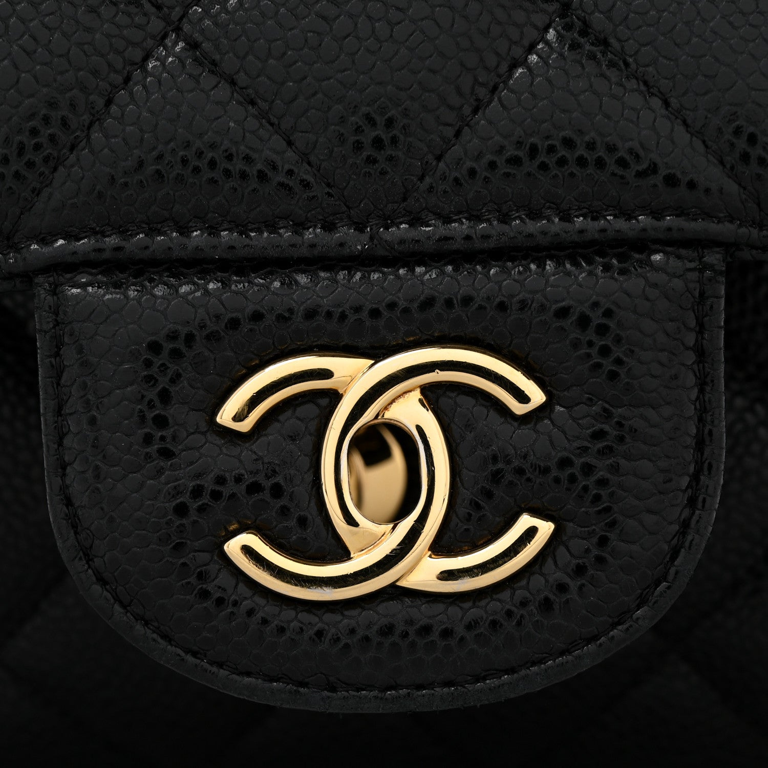Caviar Quilted Jumbo Double Flap Black