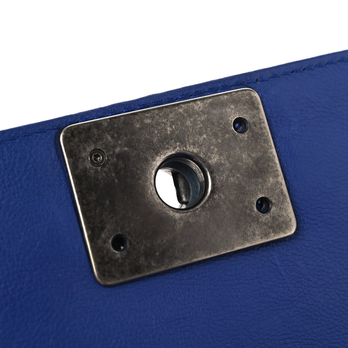 Calfskin Quilted Medium Boy Flap Blue