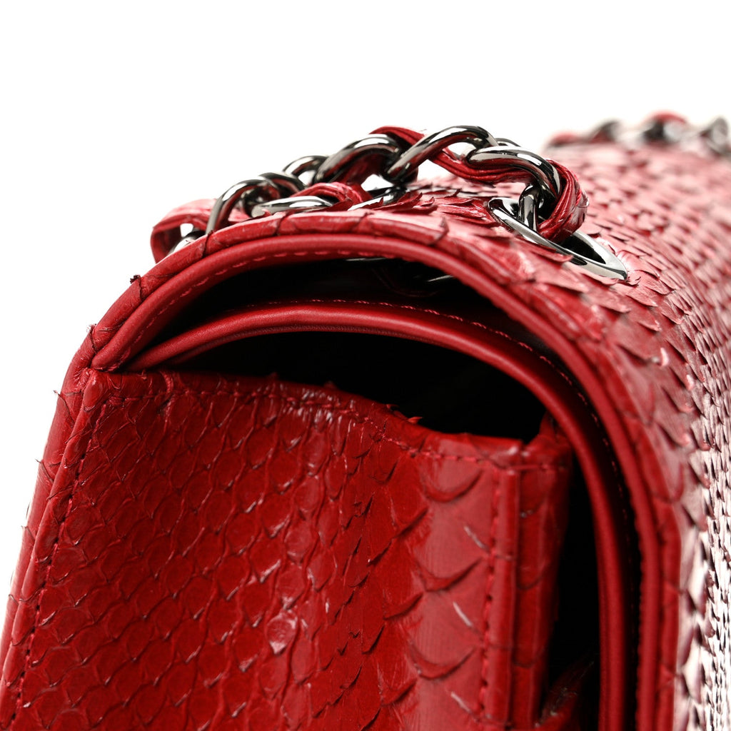 Snakeskin Jumbo Double Flap Red