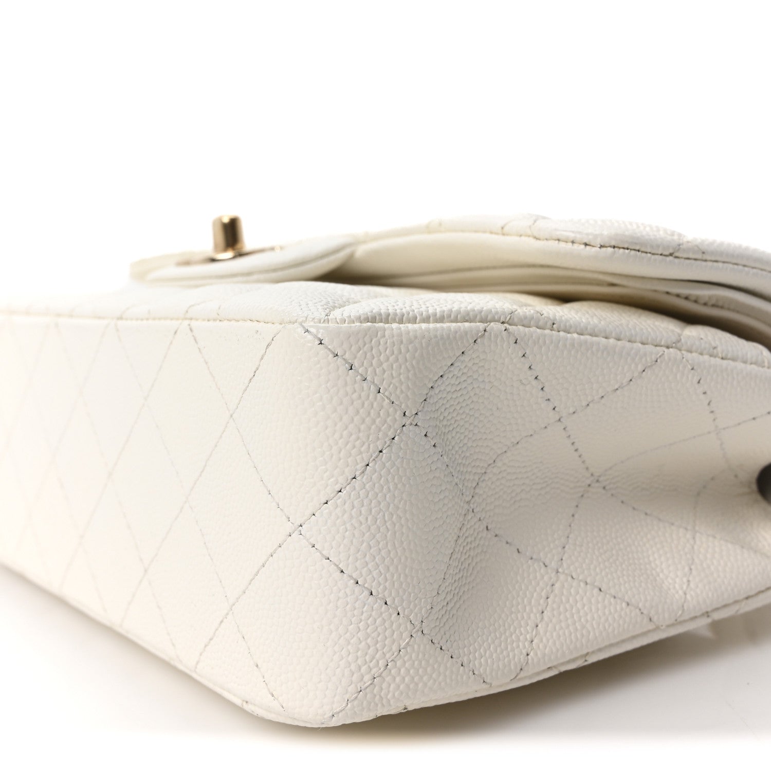 Caviar Quilted Small Double Flap White