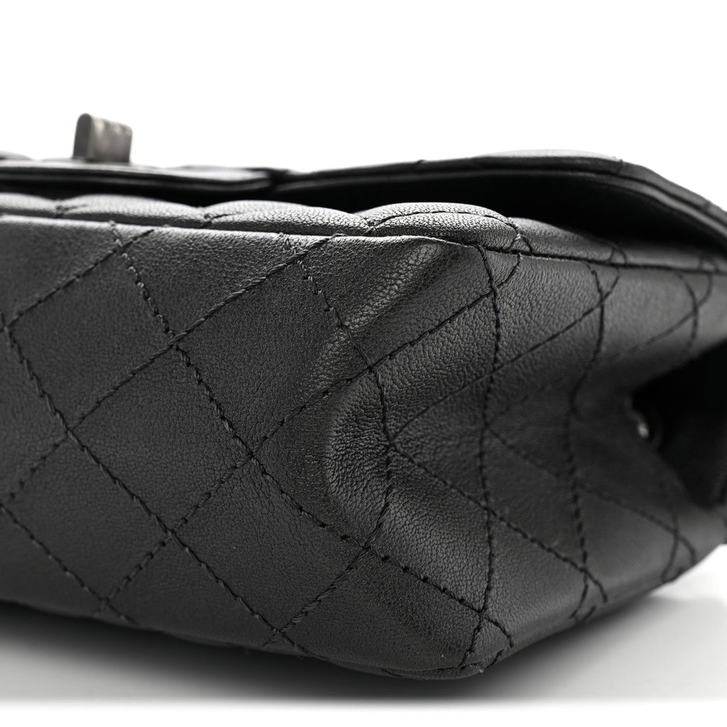 Metallic Sheepskin Quilted 2.55 Reissue Mini Flap Dark Grey