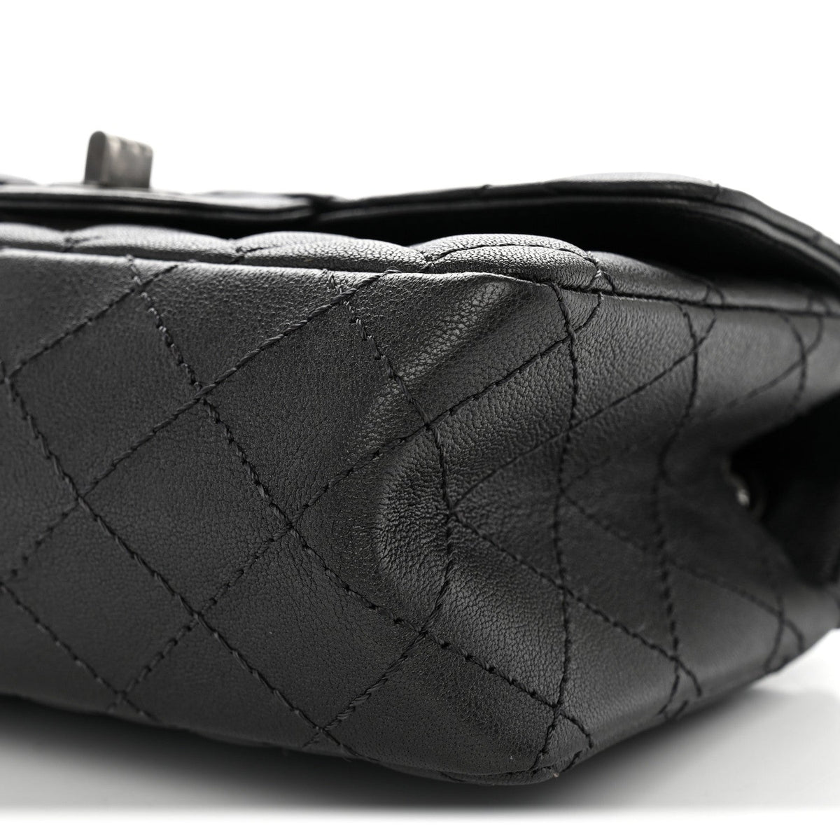 Metallic Sheepskin Quilted 2.55 Reissue Mini Flap Dark Grey
