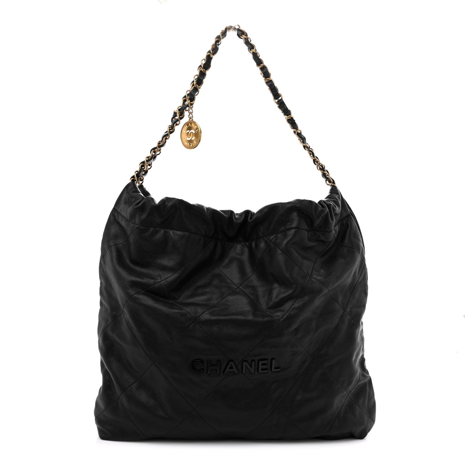 Shiny Caviar Quilted Monochrome Small Chanel 22 Black