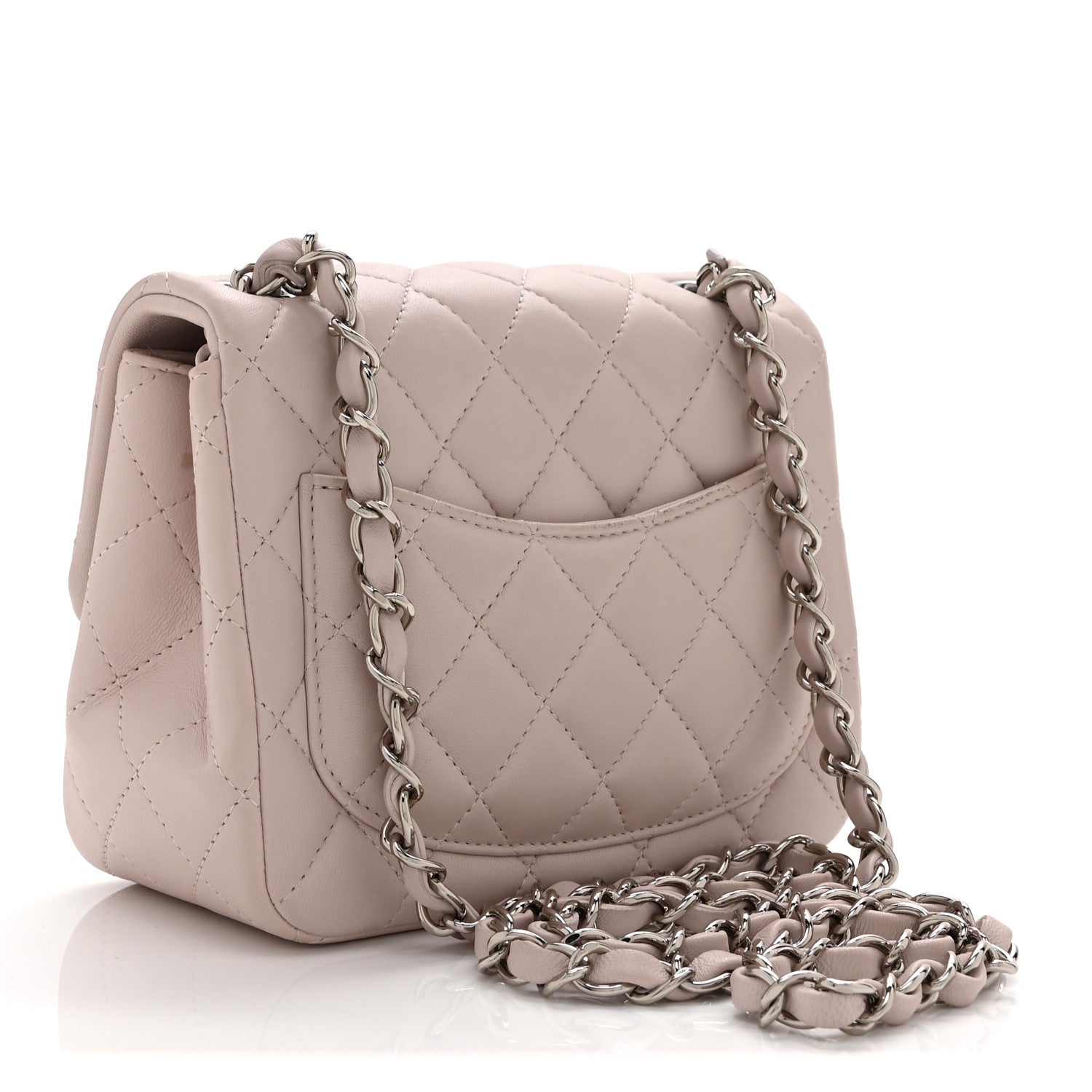 Lambskin Quilted Mini Square Flap Light Pink