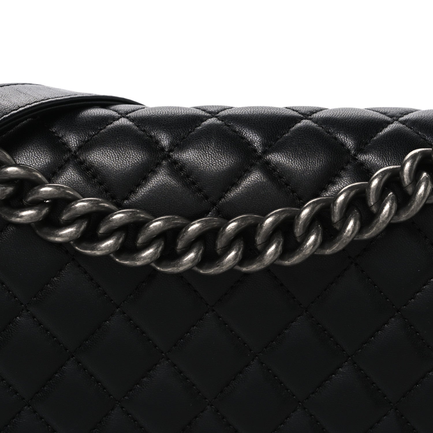 Lambskin Quilted Medium Boy Flap Black