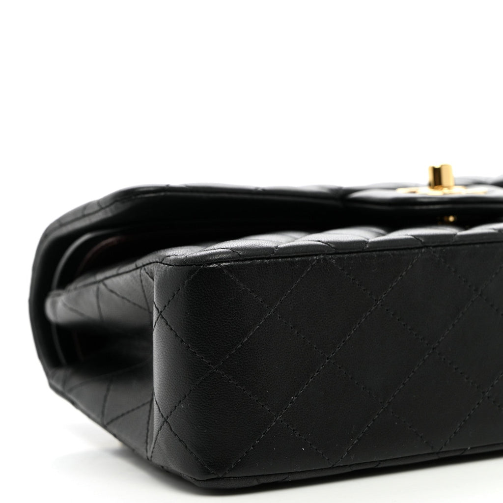 Lambskin Quilted Small Double Flap Black