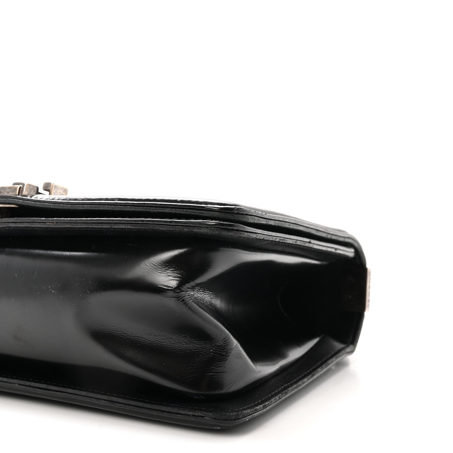 Glazed Calfskin Medium Boy Flap Black