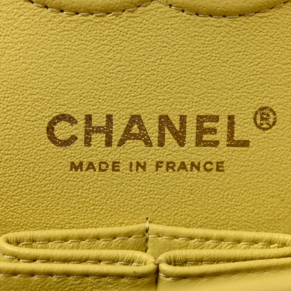 Caviar Quilted Small Double Flap Light Yellow