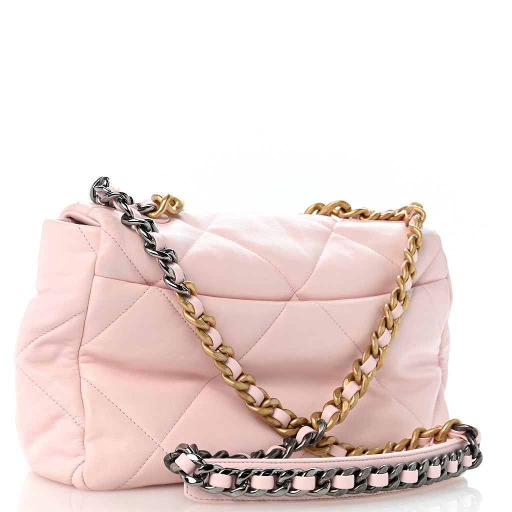 Lambskin Quilted Large Chanel 19 Flap Light Pink