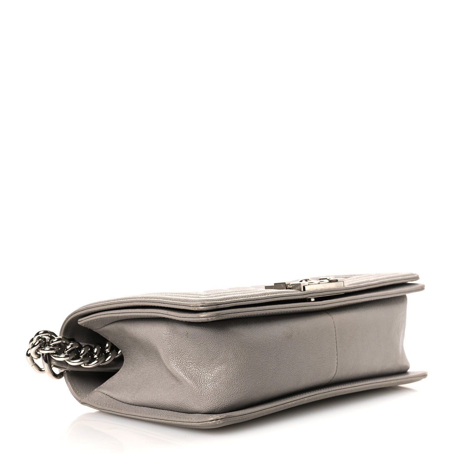 Caviar Quilted Medium Boy Flap Light Grey