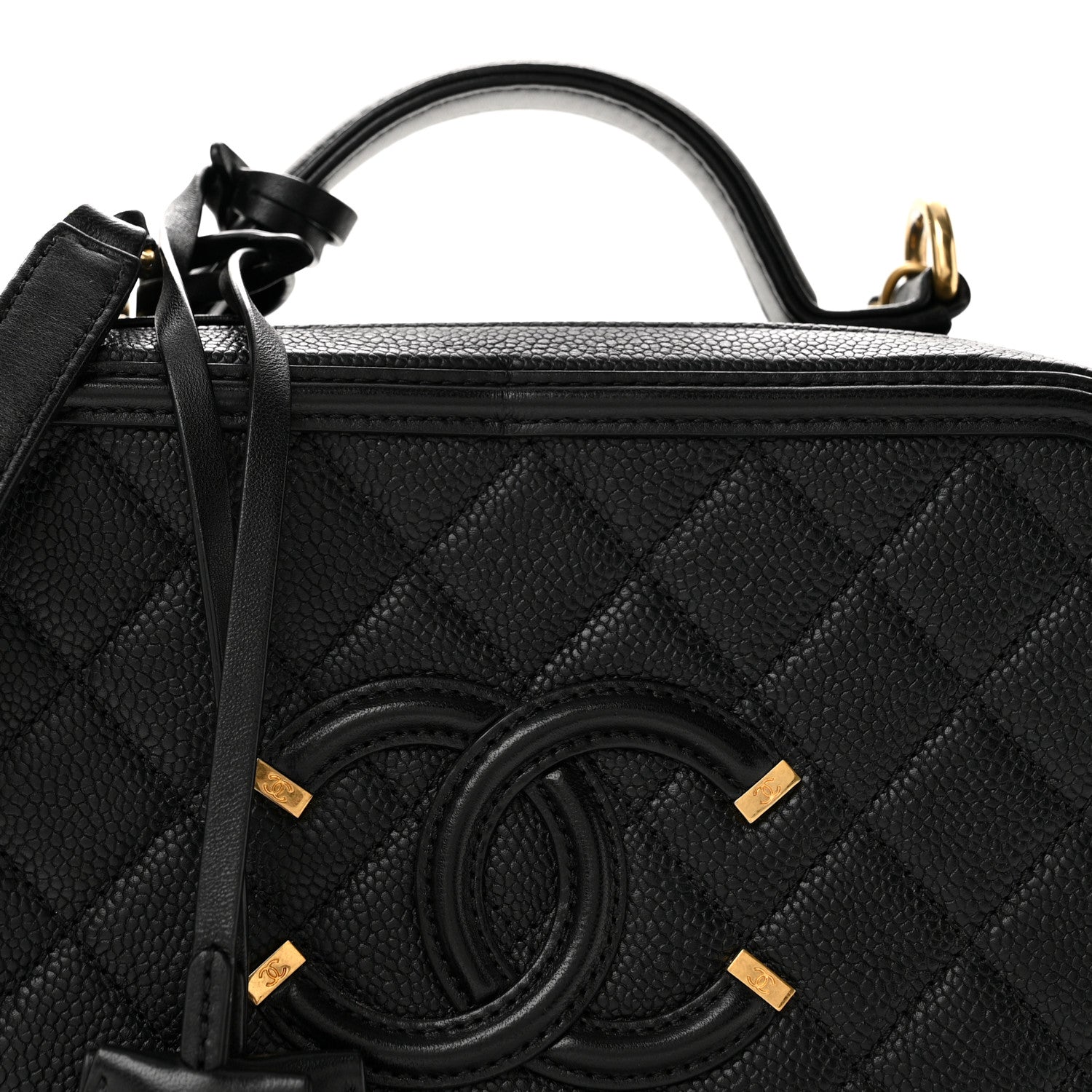 Caviar Quilted Medium CC Filigree Vanity Case Black