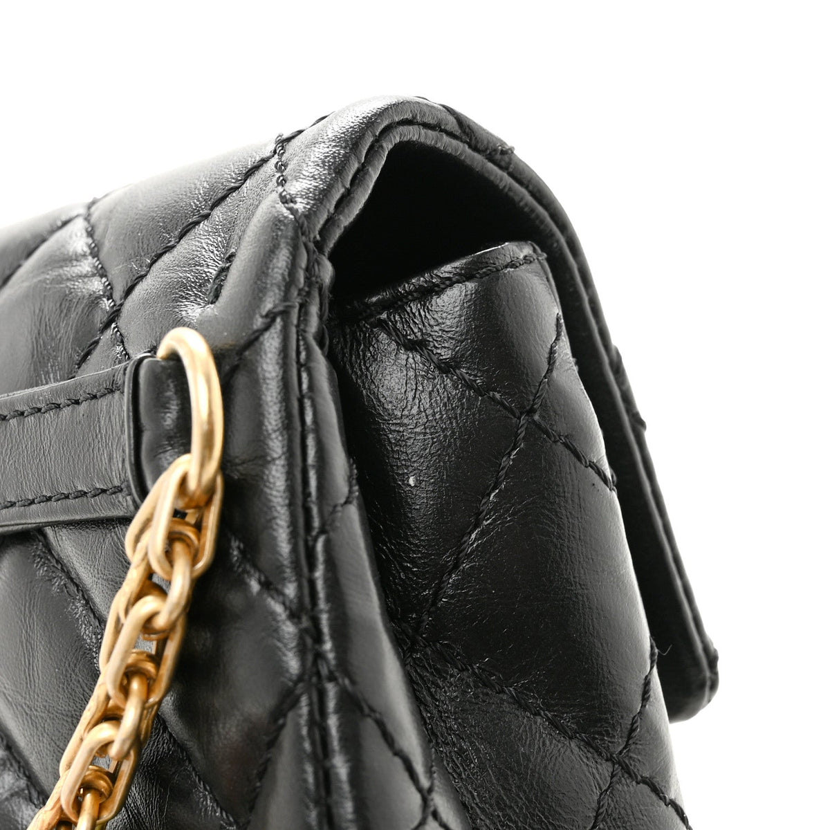 Aged Calfskin Quilted 2.55 Reissue Chain Waist Bag Black