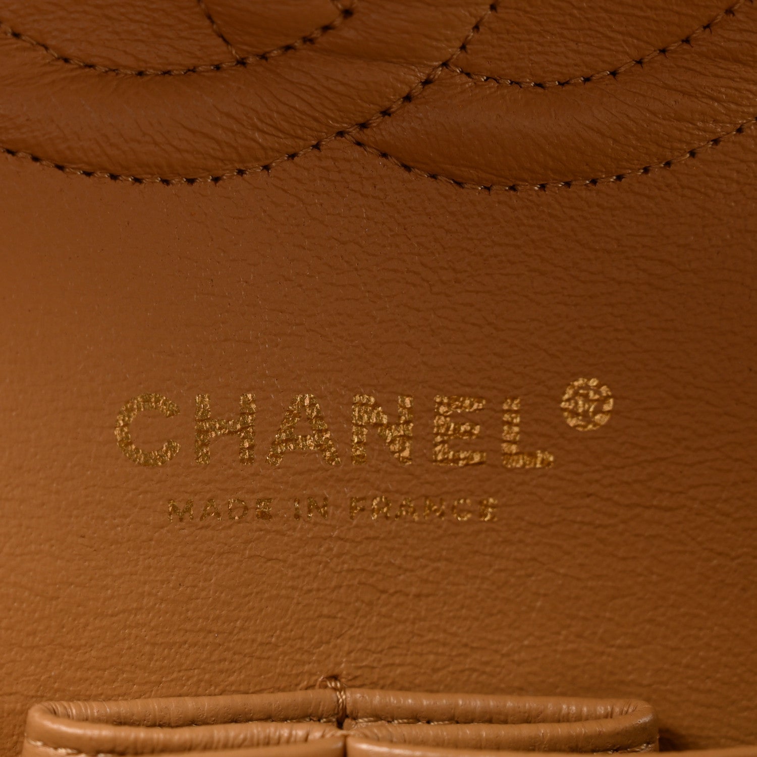 Lambskin Quilted Medium Double Flap Beige
