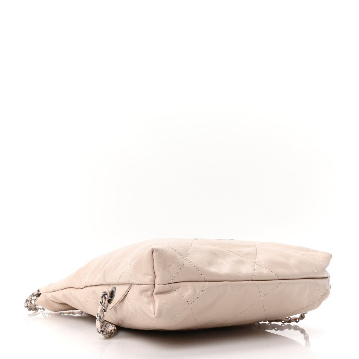 Shiny Calfskin Quilted Chanel 22 Backpack Beige