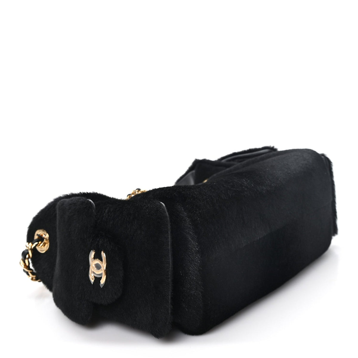 Pony Hair Mini Chanel 25 Handbag Black