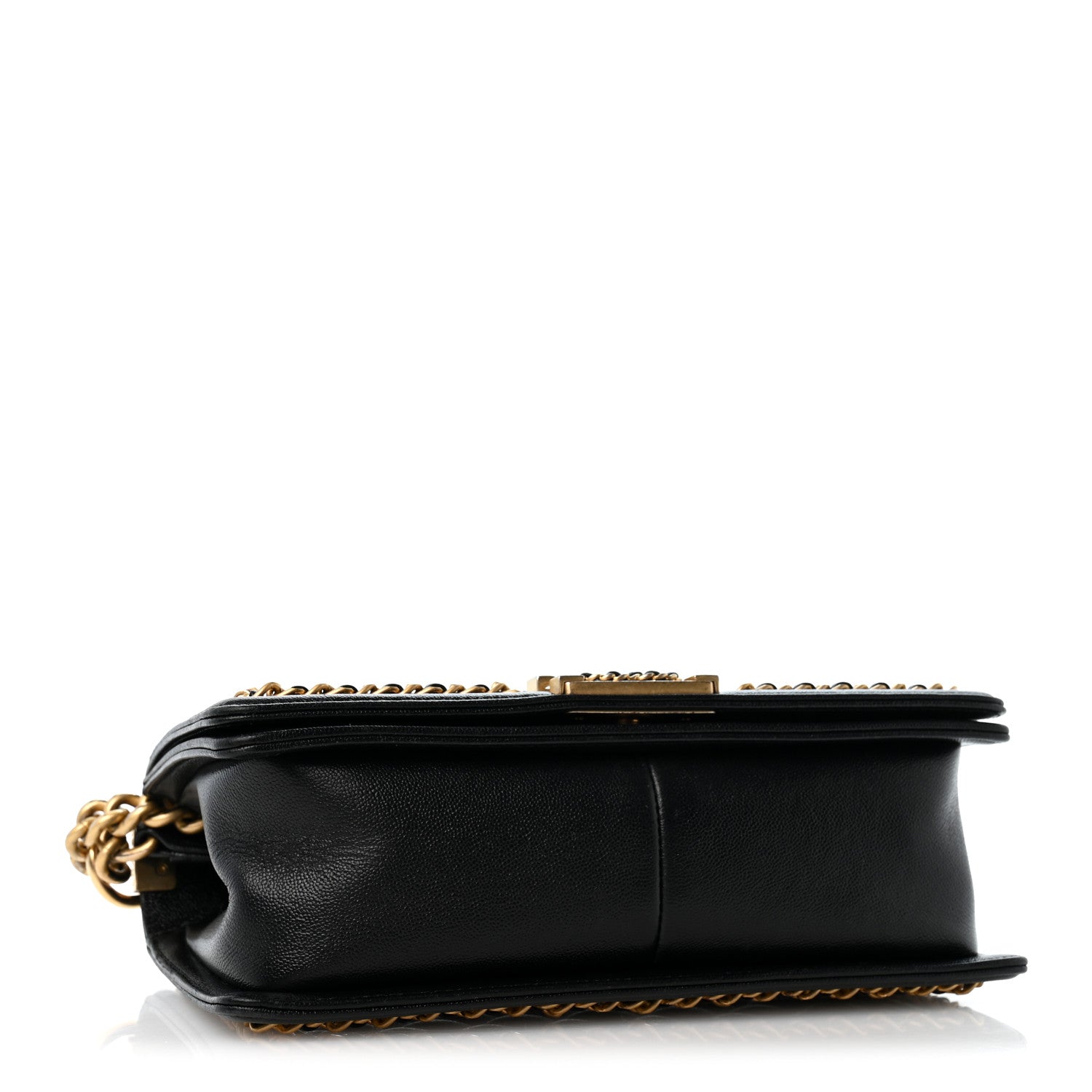 Caviar Quilted Medium Chain Around Boy Flap Black