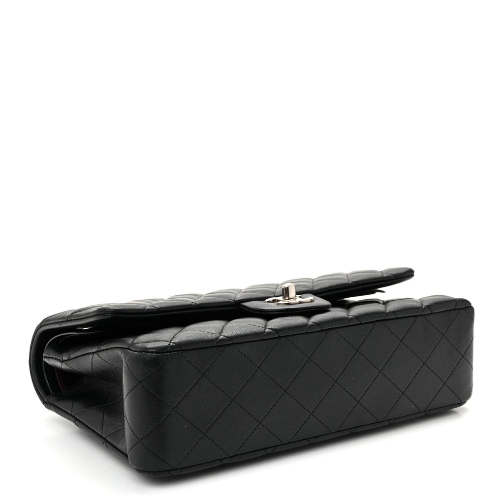 Lambskin Quilted Medium Double Flap  Black