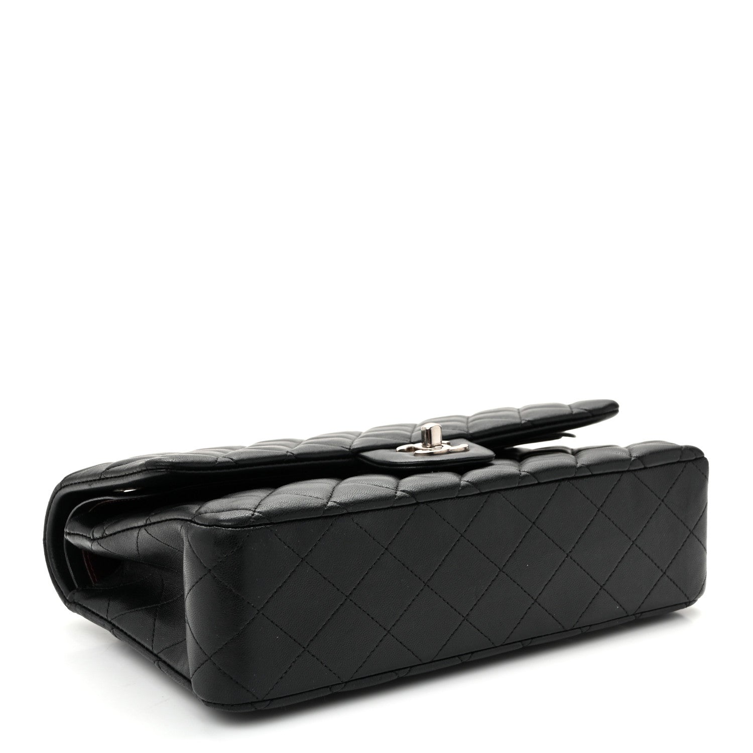 Lambskin Quilted Medium Double Flap  Black