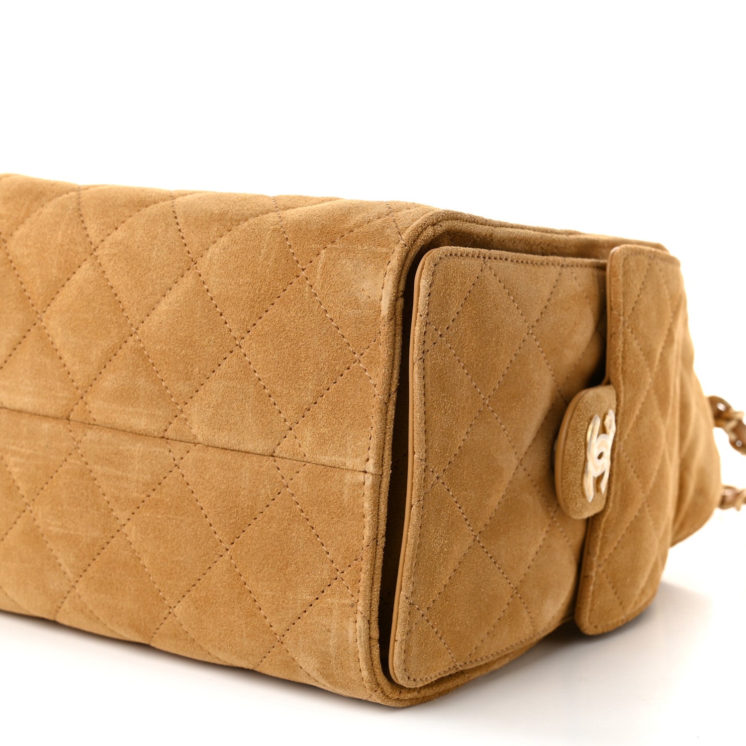 Suede Quilted Small Chanel 25 Handbag Beige