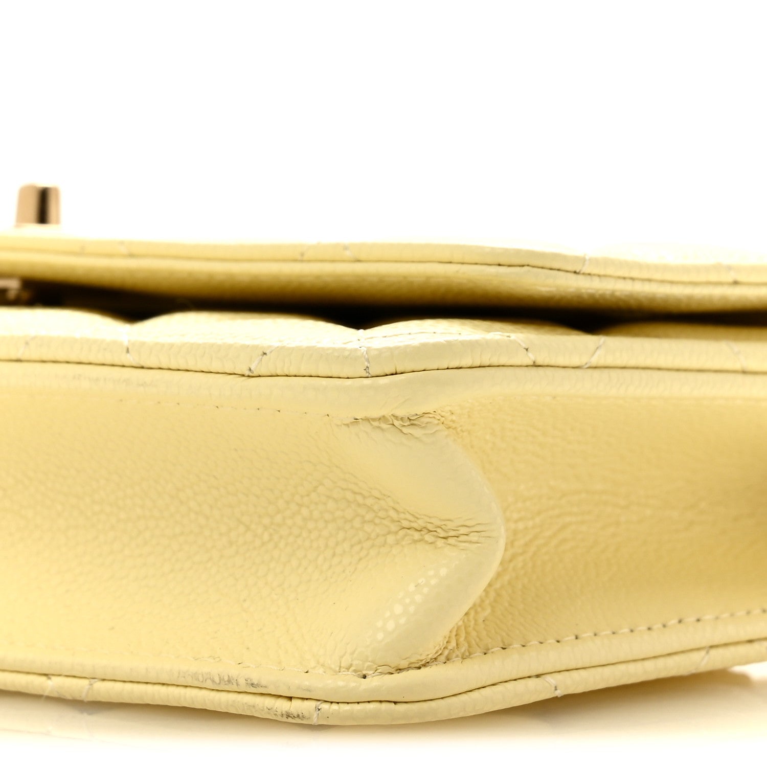 Caviar Quilted CC Turn Lock Wallet On Chain WOC Light Yellow
