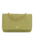 Calfskin Lizard Embossed Wallet On Chain WOC Green