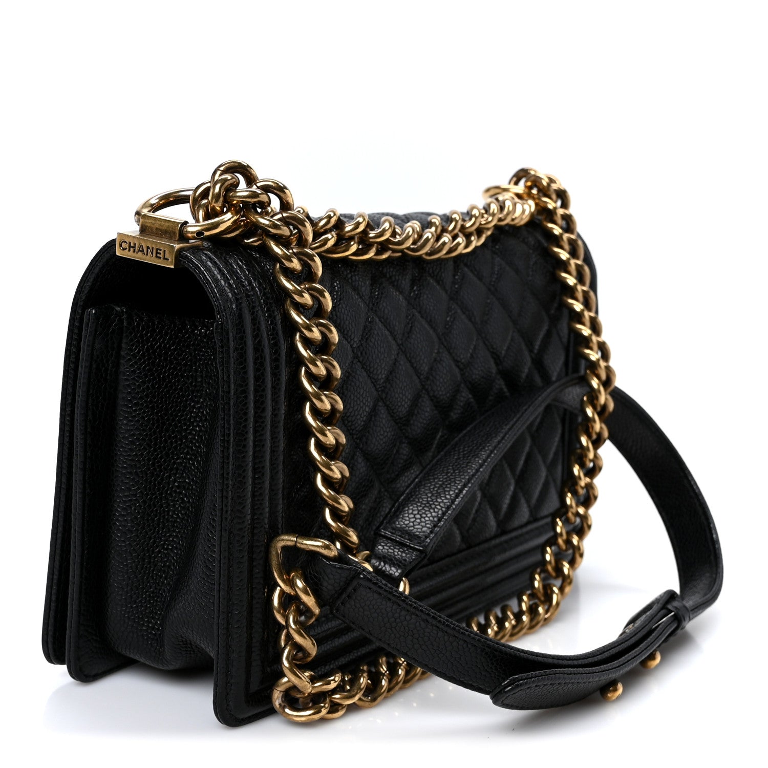 Caviar Quilted Medium Boy Flap Black