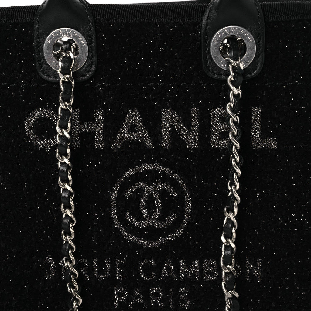 Lurex Canvas Mini Deauville Tote Black