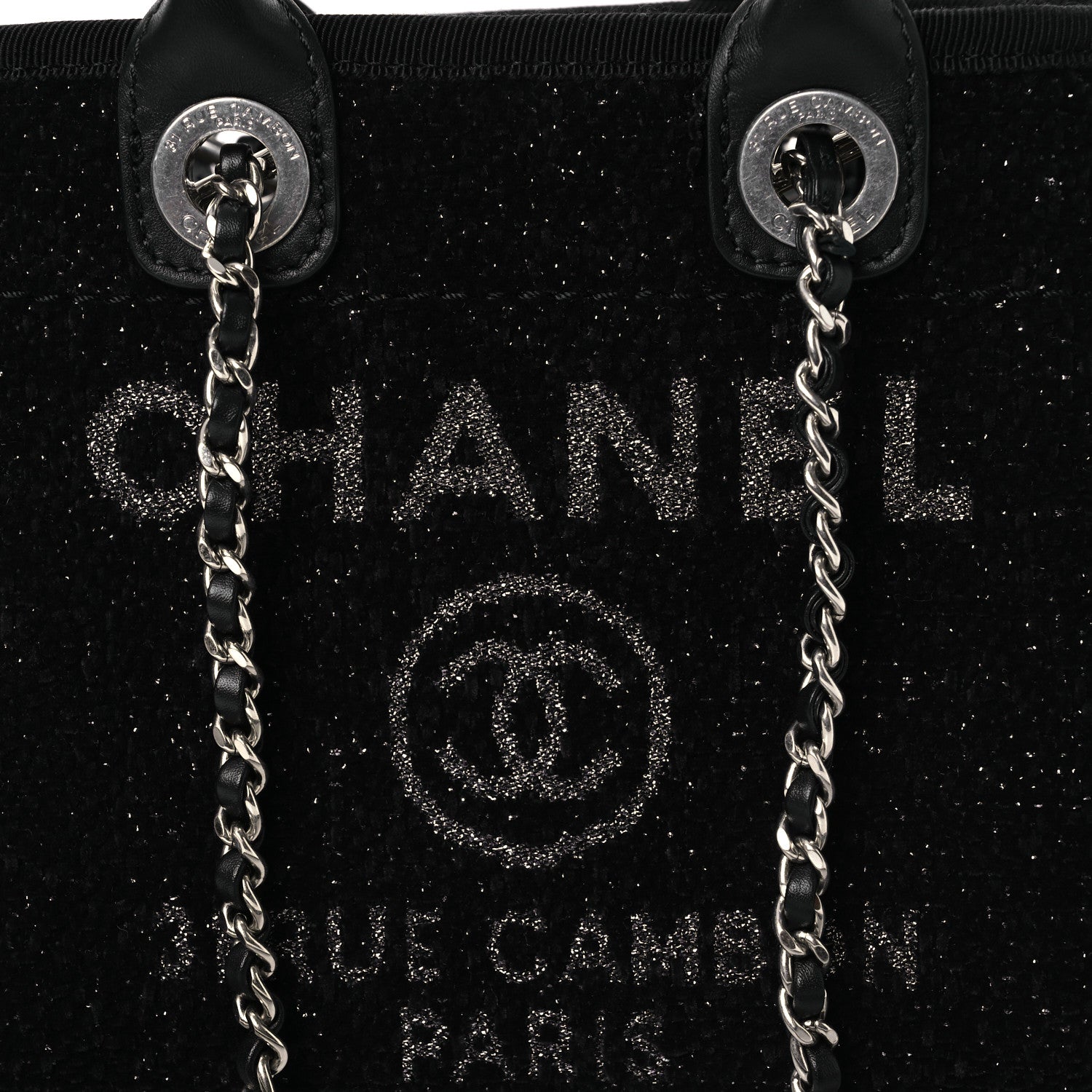 Lurex Canvas Mini Deauville Tote Black