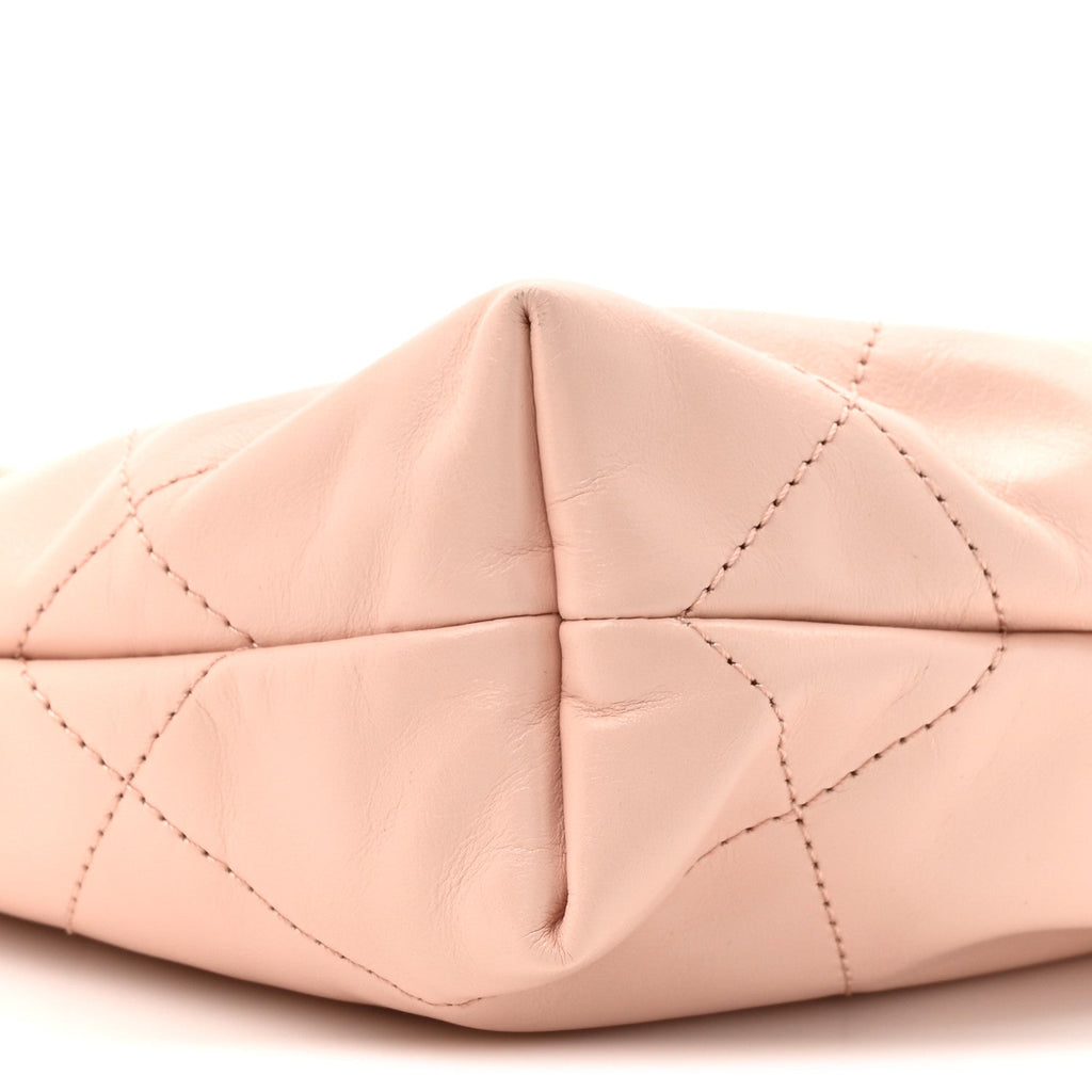 Shiny Calfskin Quilted Mini Chanel 22 Light Pink