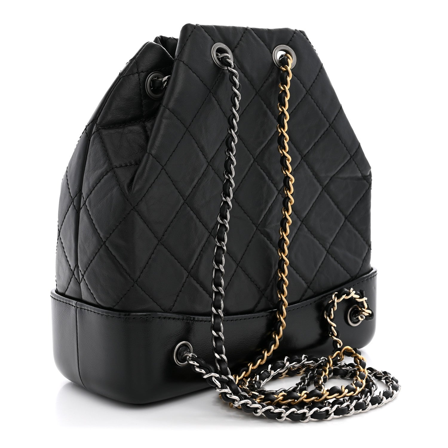 Aged Calfskin Quilted Small Gabrielle Backpack Black