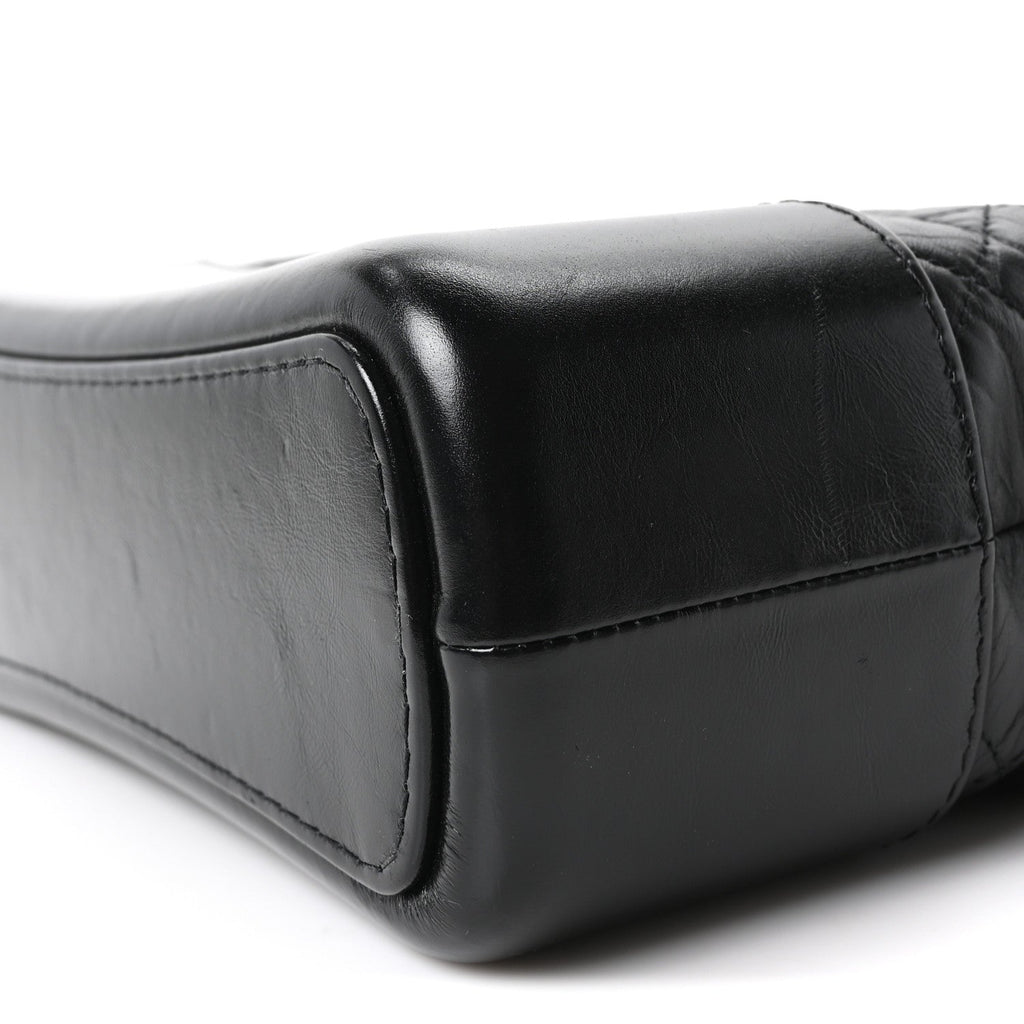 Aged Calfskin Quilted Small Gabrielle Logo Hobo Black