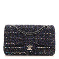 Tweed Quilted Medium Double Flap Blue Purple Khaki Pink