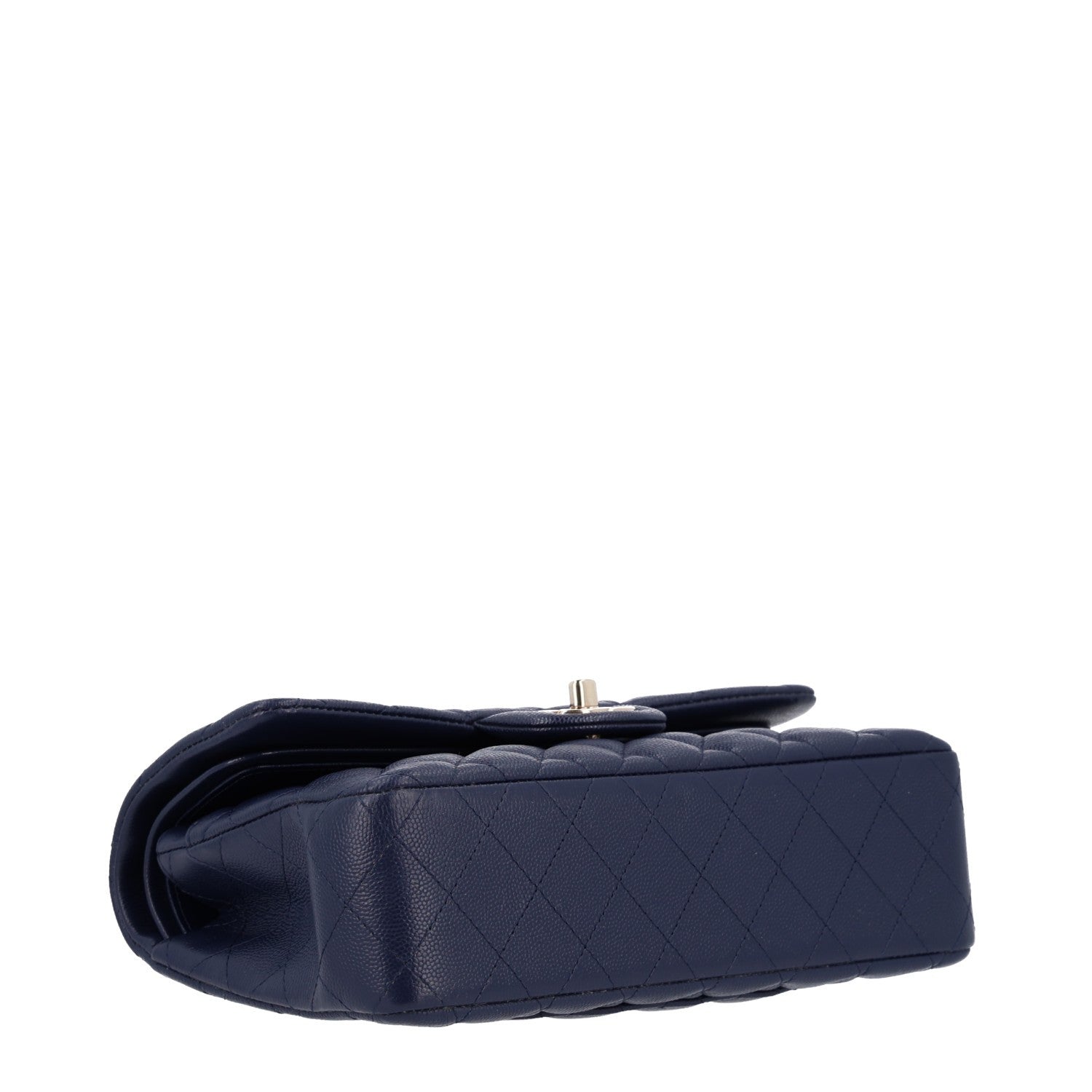 Caviar Quilted Small Double Flap Navy