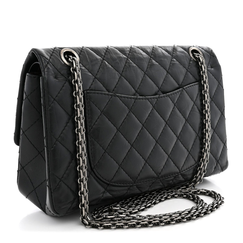 Aged Calfskin Quilted 2.55 Reissue 225 Flap Black