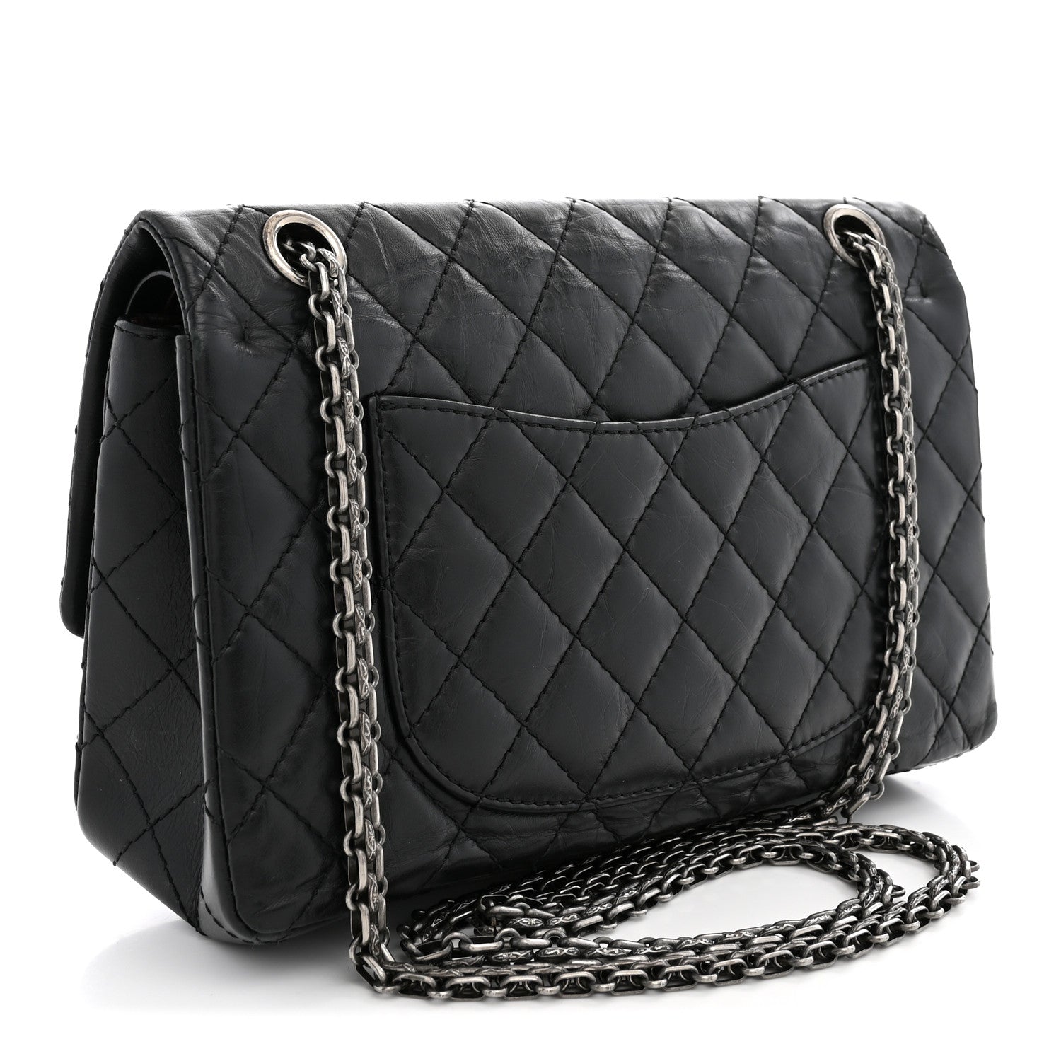Aged Calfskin Quilted 2.55 Reissue 225 Flap Black