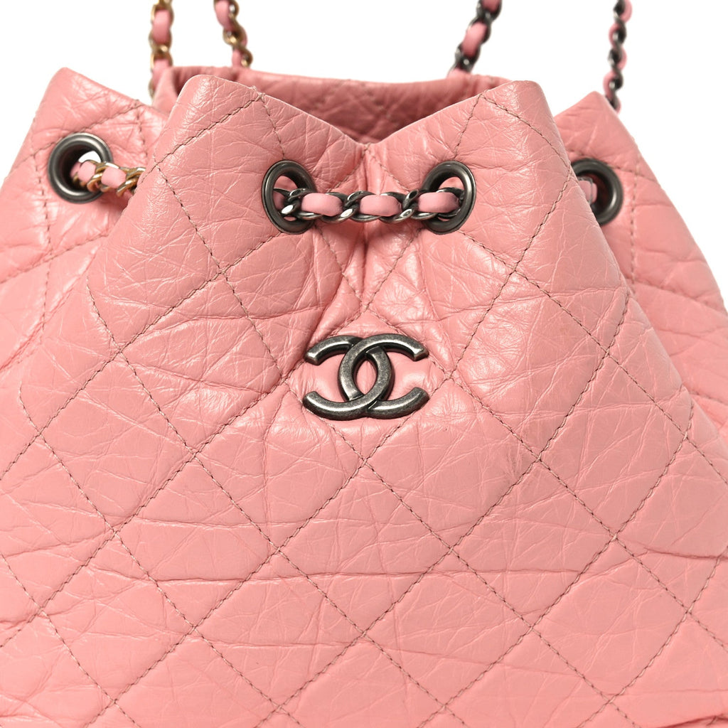 Aged Calfskin Quilted Small Gabrielle Backpack Pink