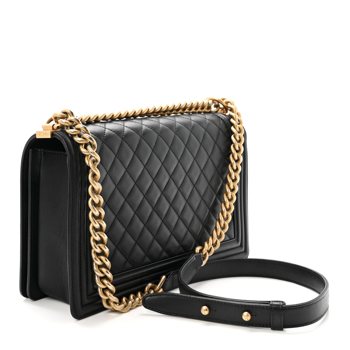 Calfskin Quilted New Medium Boy Flap Black