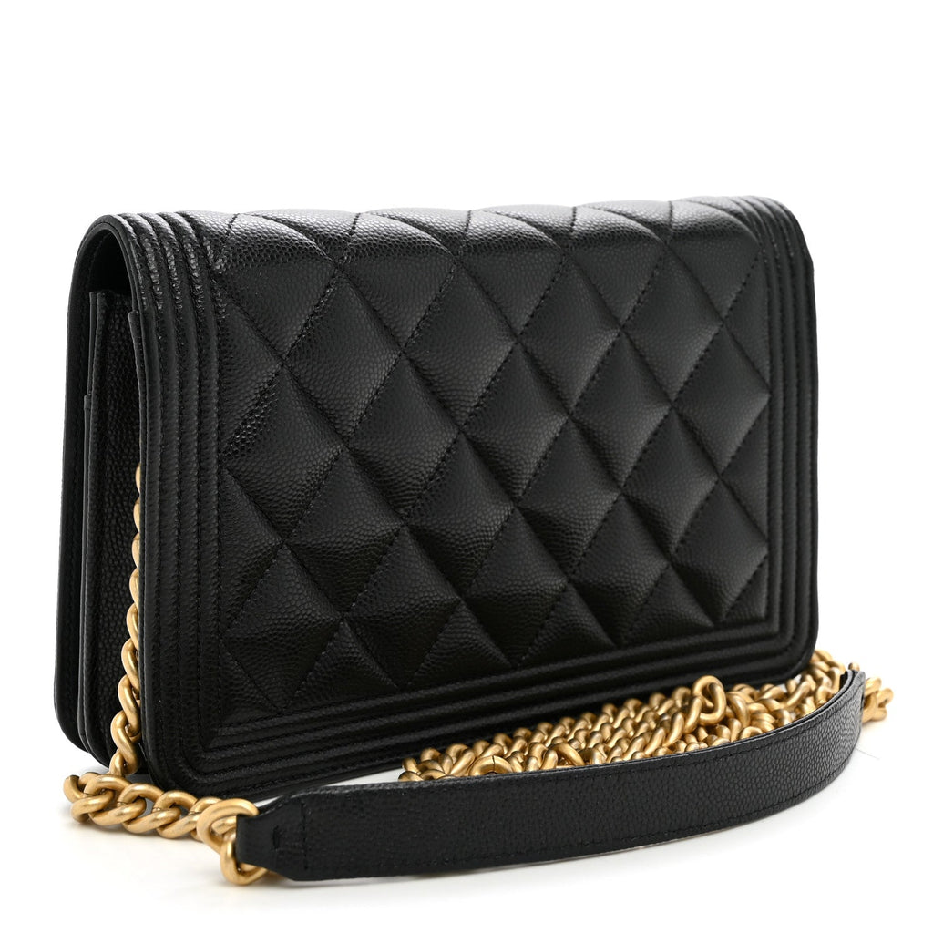 Caviar Quilted Boy Wallet On Chain WOC Black