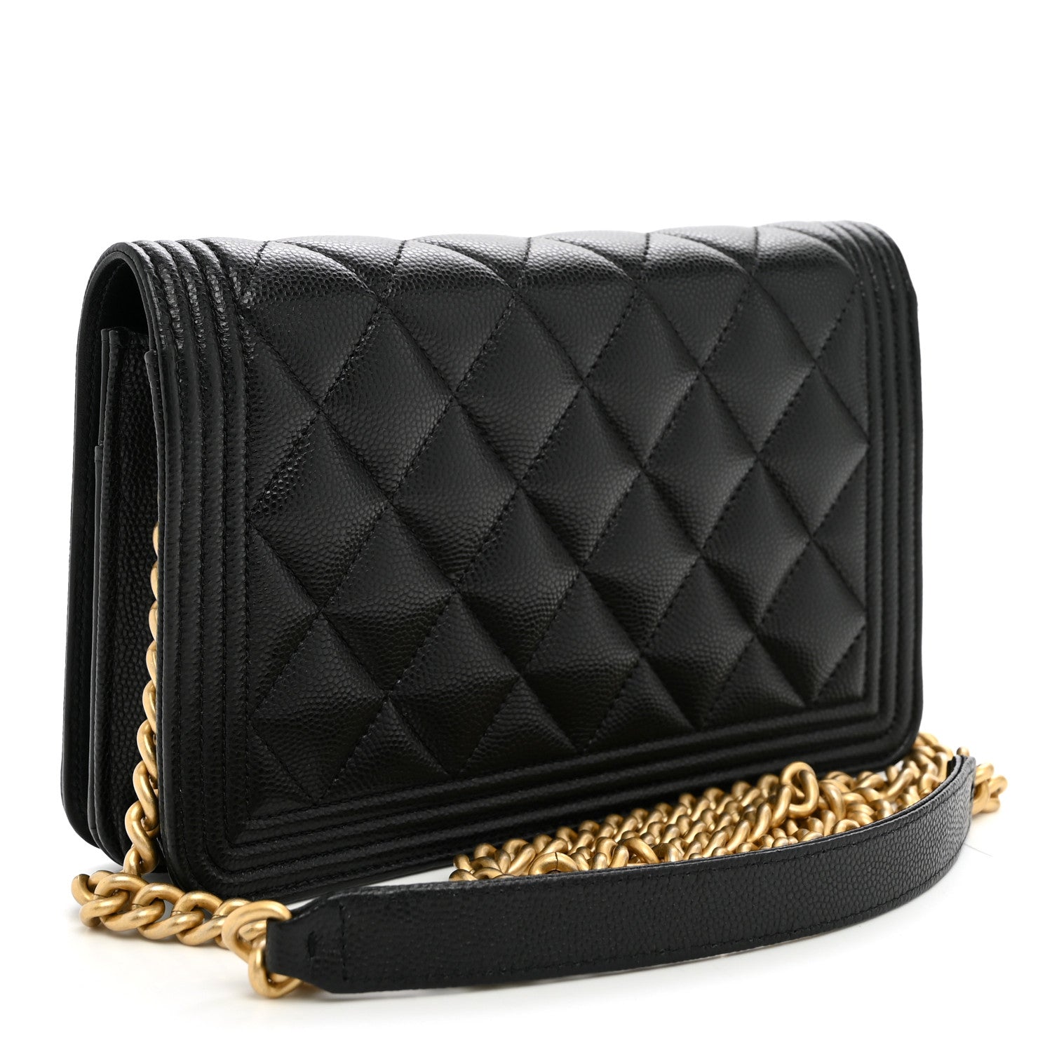 Caviar Quilted Boy Wallet On Chain WOC Black
