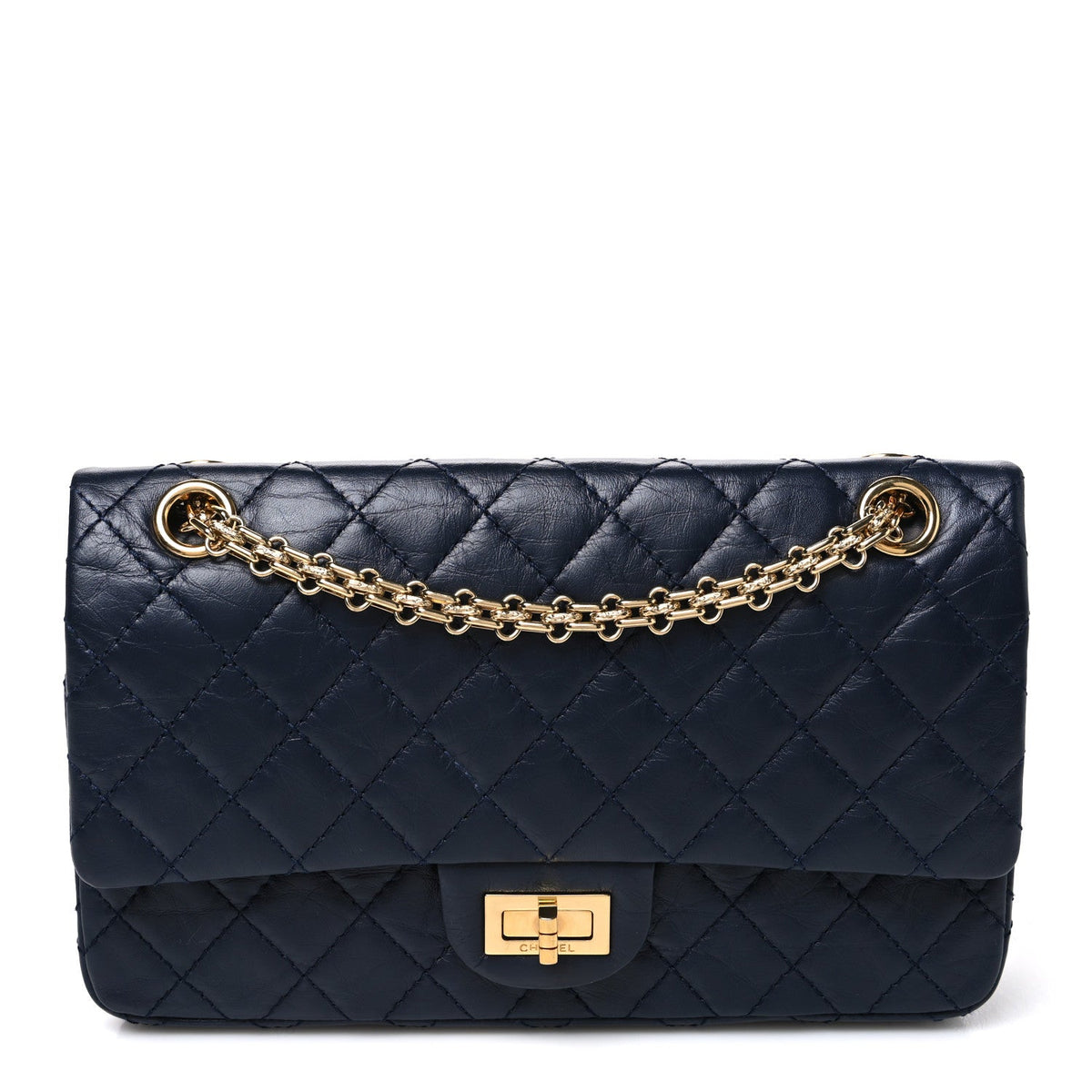 Aged Calfskin Quilted 2.55 Reissue 225 Flap Navy